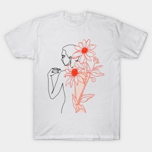 Woman Flower Line T-Shirt